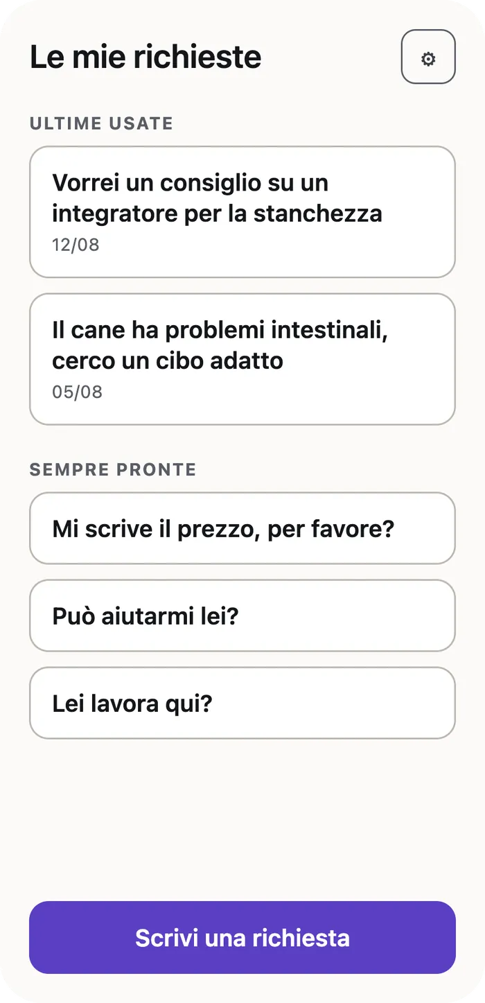 Le richieste preparate a casa